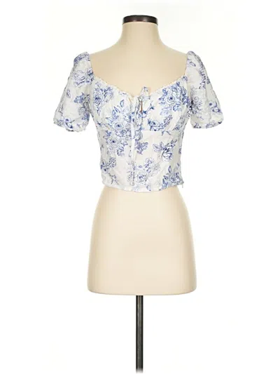 Pre-owned Love Tree Short Sleeve Blouse In Blue
