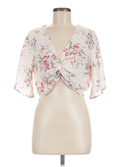 Pre-owned Love Tree Short Sleeve Blouse In Ivory