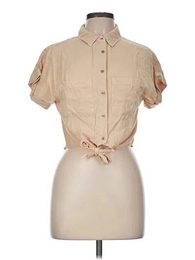 Pre-owned Love Tree Short Sleeve Blouse In Tan