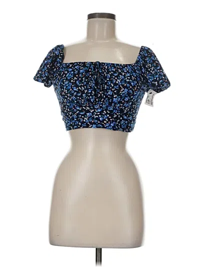 Pre-owned Love Tree Short Sleeve Top Blue Sweetheart Neckline Tops