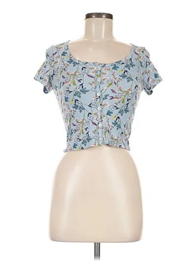 Pre-owned Love Tree Short Sleeve Top Blue Sweetheart Neckline Tops