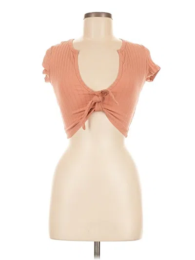 Pre-owned Love Tree Short Sleeve Top Orange Keyhole Neckline Tops