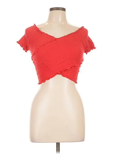 Pre-owned Love Tree Short Sleeve Top Red Sweetheart Neckline Tops