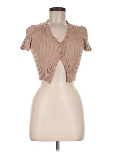 Pre-owned Love Tree Short Sleeve Top Tan Sweetheart Neckline Tops