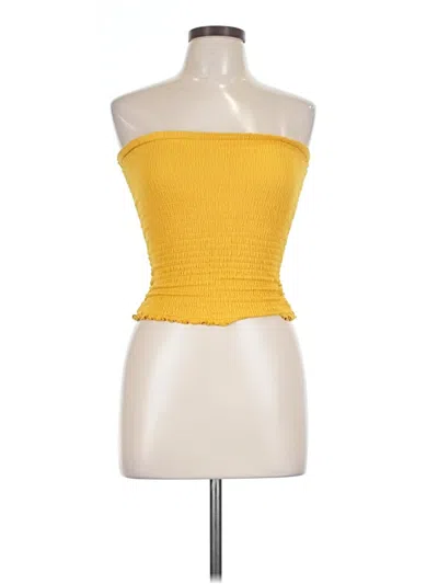 Pre-owned Love Tree Sleeveless Top Yellow Strapless Neckline Tops