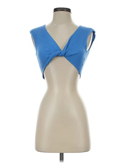 Pre-owned Love Tree Tank Top Blue Plunge Neckline Tops
