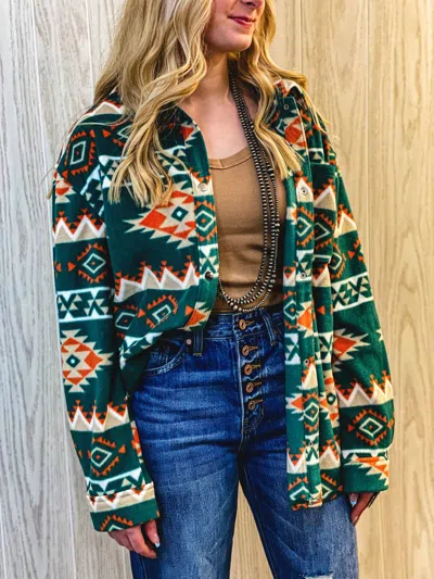 Love Tree The Reyzin Aztec Jacket In Hunter Green In Multi