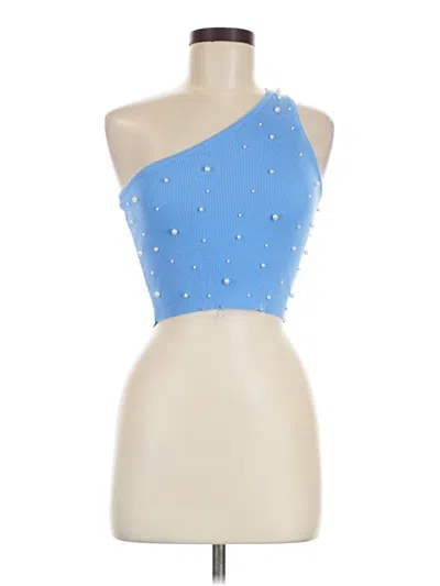 Pre-owned Love Tree Tube Top Blue One Shoulder Neckline Tops