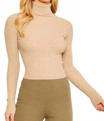 Love Tree Women's For The Record Turtleneck Sweater In Oat In Beige