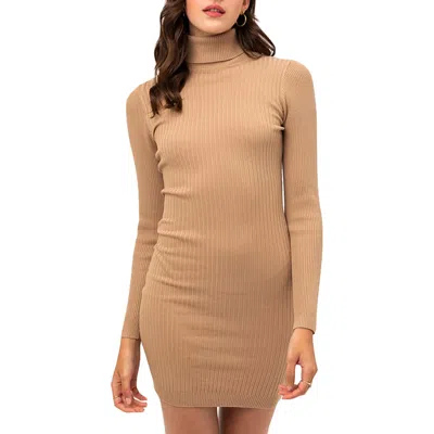 Love Tree Womens Turtleneck Mini Sweaterdress In Nude