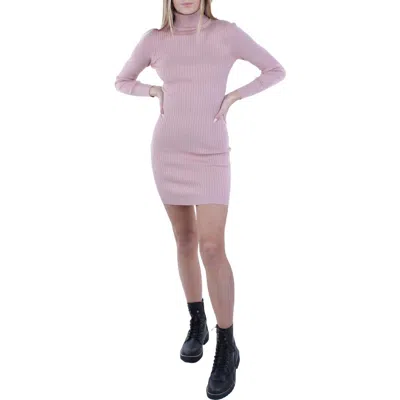 Love Tree Womens Turtleneck Mini Sweaterdress In Pink