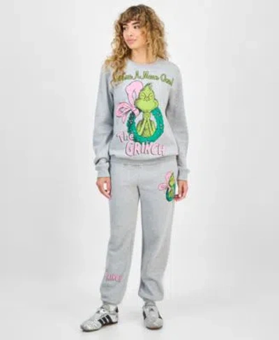 LOVE TRIBE HYBRID APPAREL JUNIORS GRINCH GRAPHIC SWEATSHIRT JOGGER PANTS