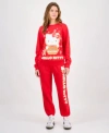 Love Tribe Hybrid Apparel Juniors Hello Kitty Holiday Graphic Sweatshirt Jogger Pants In Red