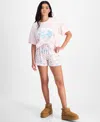 Love Tribe Juniors Cinnamoroll Bow T Shirt Pull On Lounge Shorts In Pink
