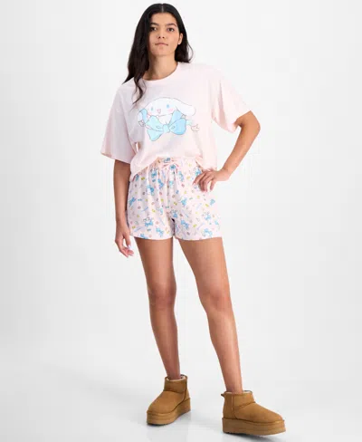 LOVE TRIBE JUNIORS' CINNAMOROLL PULL-ON GRAPHIC SHORTS