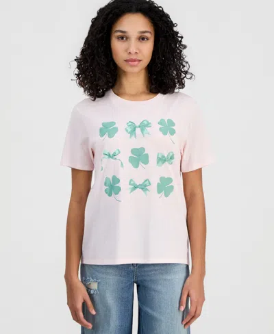 Love Tribe Juniors' Coquette Saint Patrick's Day T-shirt In Pink