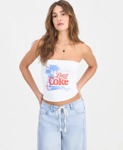 Love Tribe Juniors' Diet Coke Reversible Strapless Tube Top In White