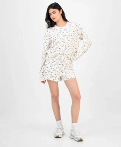 Love Tribe Juniors Falling Leaves Snoopy Shirt Shorts In White
