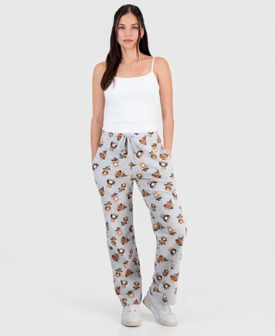 Love Tribe Juniors' Halloween Teddy Bear Straight-leg Sweatpants In Heather Grey