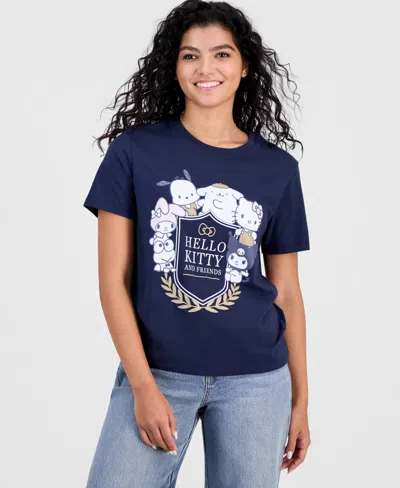 Love Tribe Juniors' Hello Kitty And Friends Crewneck Tee In Blue