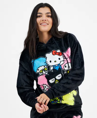 Love Tribe Juniors' Hello Kitty & Friends Fleece Graphic Hoodie In Black