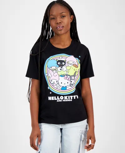 Love Tribe Juniors' Hello Kitty & Friends Stars Graphic T-shirt In Black
