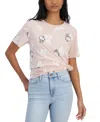 Love Tribe Juniors' Hello Kitty Crewneck T-shirt In Peach Whip