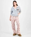 Love Tribe Juniors Hello Kitty Full Zip Hoodie Hello Kitty Allover Print Drawstring Pants In Pink