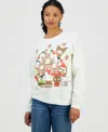 Love Tribe Juniors' Hello Kitty Gingerbread Crewneck Sweatshirt In White
