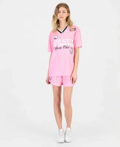 Love Tribe Juniors Hello Kitty Graphic Jersey Top Shorts In Pink