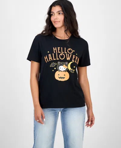 Love Tribe Juniors' Hello Kitty Halloween T-shirt In Black