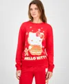 Love Tribe Juniors' Hello Kitty Holiday Graphic Crewneck Cotton Sweatshirt In Red
