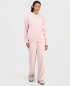 Love Tribe Juniors Hello Kitty Plush Hoodie Lace Trim Lounge Pants In Pink