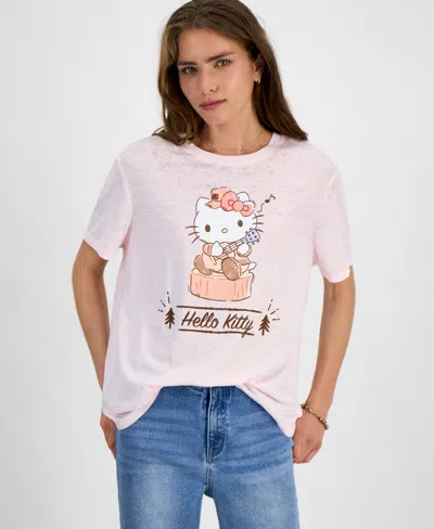 Love Tribe Juniors' Hello Kitty Western Graphic T-shirt In Light Pink