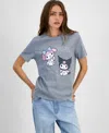 Love Tribe Juniors' Kuromi My Melody Graphic T-shirt In Gray Hawk