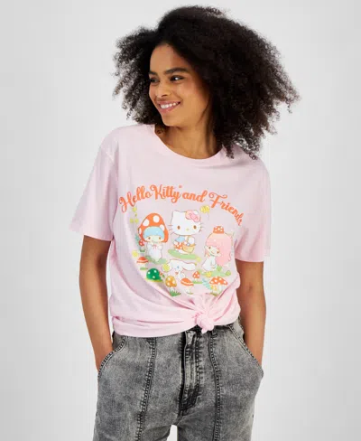 Love Tribe Juniors' Mushrooms Hello Kitty & Friends T-shirt In Cherry Blossom