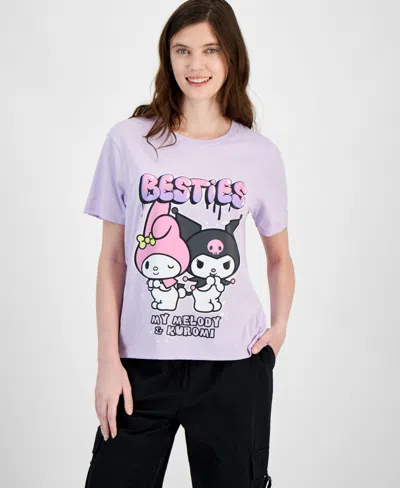 Love Tribe Juniors' My Melody & Kuromi Besties Graphic T-shirt In Purple