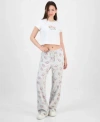Love Tribe Juniors My Melody Crewneck T Shirt My Melody Allover Print Drawstring Pants In Brown