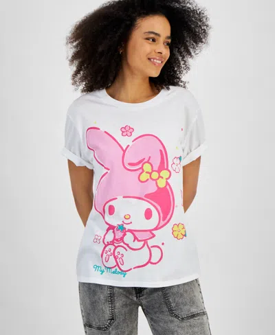 Love Tribe Juniors' My Melody Graphic Crewneck T-shirt In White