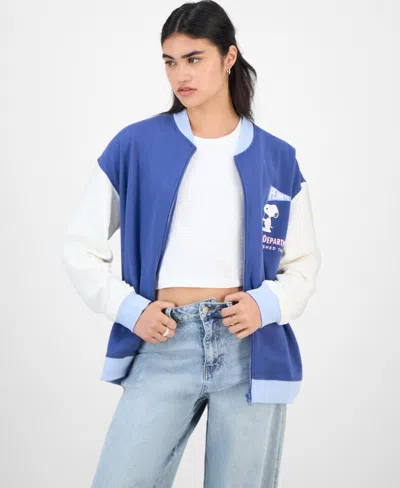Love Tribe Juniors' Peanuts Fleece Bomber Jacket In Multi