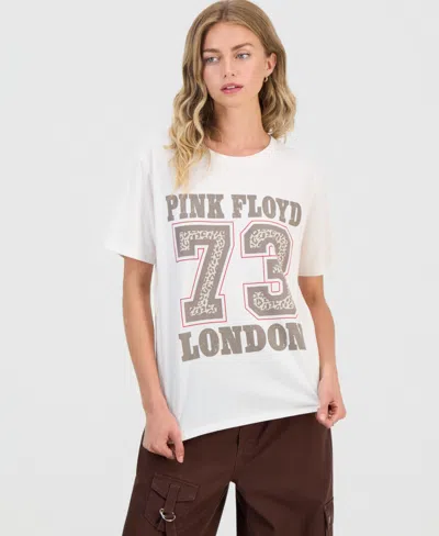 Love Tribe Juniors' Pink Floyd Varsity Graphic T-shirt In White