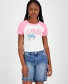 Love Tribe Juniors' Smurfs Raglan Short-sleeve T-shirt In White