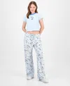 Love Tribe Juniors' Snoopy Crewneck T-shirt In Blue