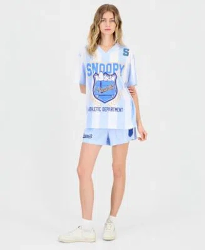 Love Tribe Juniors Snoopy Graphic Jersey T Shirt Shorts In Blue