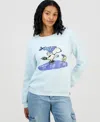 Love Tribe Juniors' Snoopy Ice Skating Sweatshirt In Blue