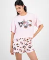 Love Tribe Juniors' Spooky My Melody Trio T-shirt In Pink