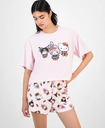 Love Tribe Juniors' Spooky My Melody Trio T-shirt In Pink