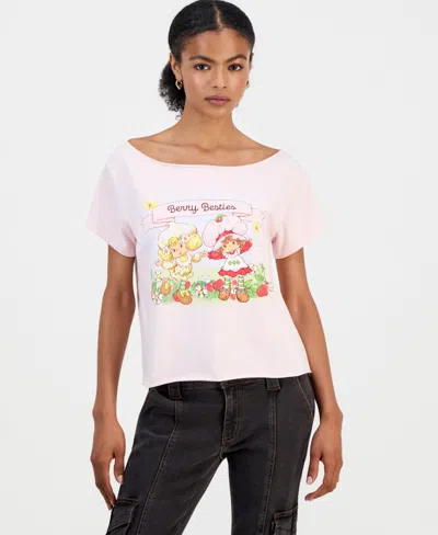 Love Tribe Juniors' Strawberry Shortcake Graphic T-shirt In Pink