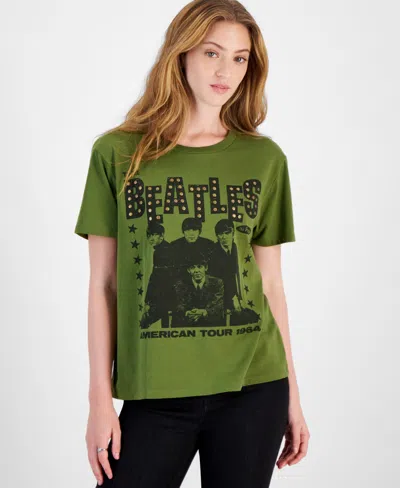 Love Tribe Juniors' The Beatles American Tour Cotton T-shirt In Olive