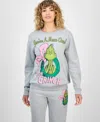 Love Tribe Juniors' The Grinch Wreath Crewneck Sweatshirt In Gray